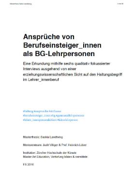 Ansprüche von Berufseinsteiger_innen als BG-Lehrpersonen