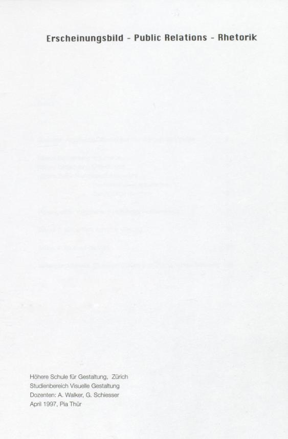 Erscheinungsbild - Public Relation - Rhetorik