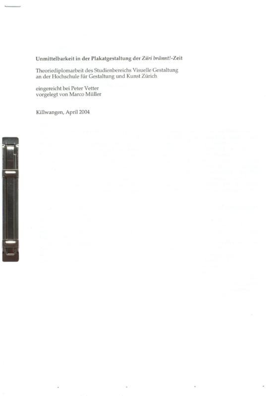 Unmittelbarkeit in der Plakatgestaltung der 'Züri brännt!-Zeit'