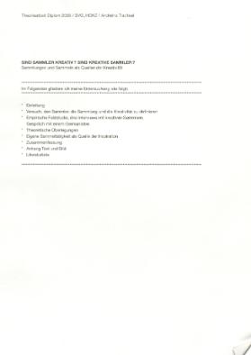 Sind Sammler kreativ ? Sind Kreative Sammler ?