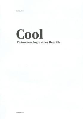 Cool - Phenomenologie eines Begriffes