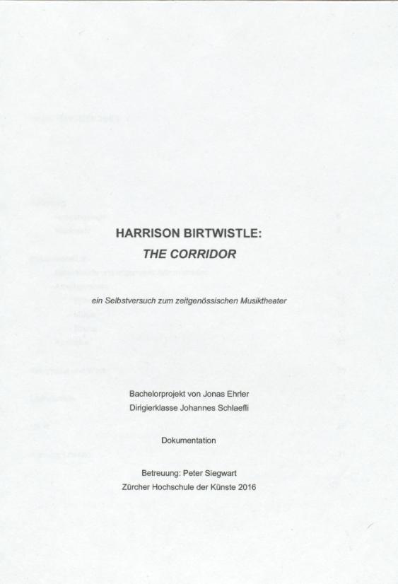 Harrison Birtwistle: The Corridor
