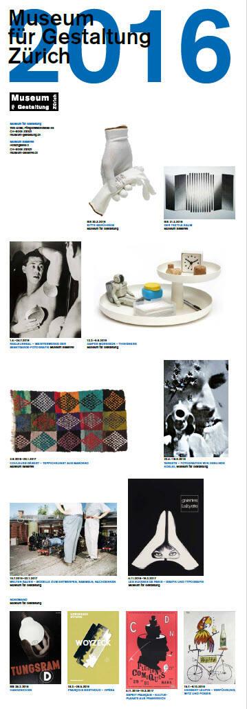 Museum für Gestaltung Zürich, Jahresprogramm 2016