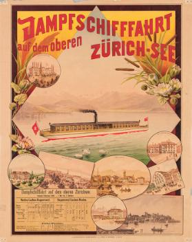 Dampfschifffahrt auf dem oberen Zürich-See - Sommer-Fahrplan 1898.