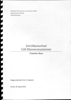 Zertifikatsarbeit CAS Klassenmusizieren