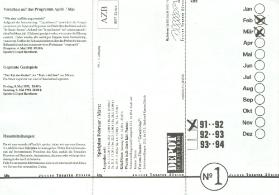Junges Theater Zürich No 1, Spielplan Februar-März 1992