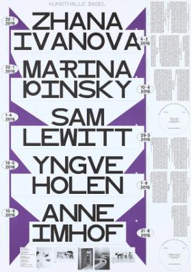 Zhana Ivanova - Marina Pinsky - Sam Lewitt - Yngve Holen - Anne Imhof - Kunsthalle Basel