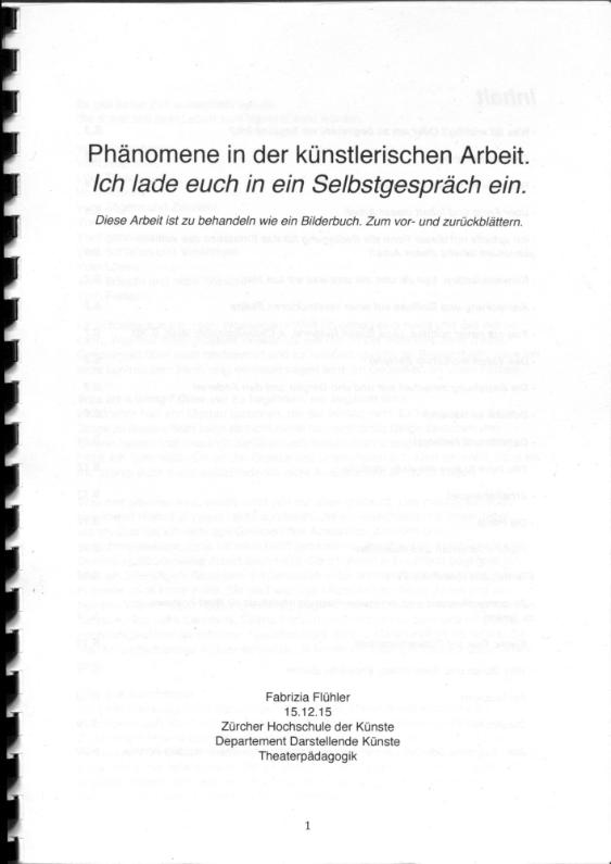 Phänomene in der künstleischen Arbeit