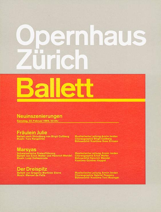 Opernhaus Zürich - Ballett - Neuinszenierungen - Fräulein Julie - Marsyas - Der Dreispitz