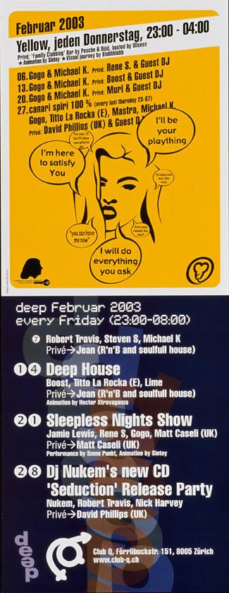 Februar 2003 - Yellow, jeden Donnerstag - deep February 2003 - Club Q
