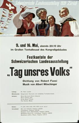 Schweizerische Landesausstellung 1939 Zürich - Festkantate der Schweizerischen Landesausstellung - "Tag unsres Volks" - im Grossen Tonhallesaal des Kongressgebäudes