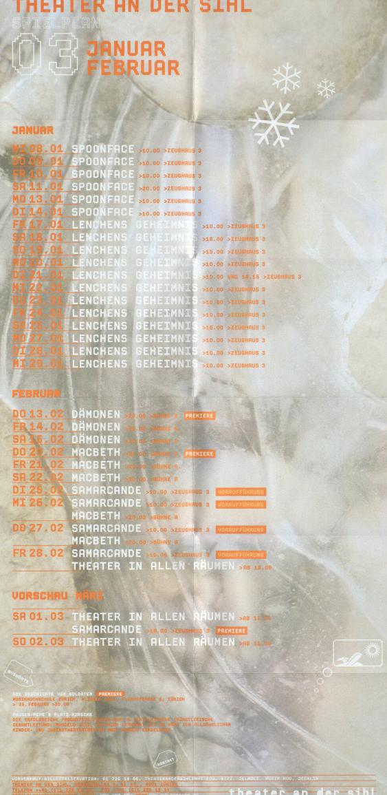 Theater an der Sihl, Spielplan Januar-Februar 2003