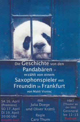 Die Geschichte von den Pandabären erzählt von einem Saxophonspieler mit Freundin in Frankfurt
