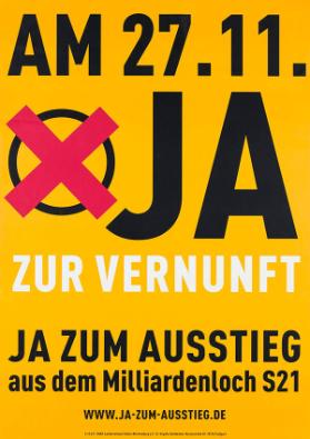 Am 27.11. Ja zur Vernunft - Ja zum Ausstieg aus dem Milliardenloch S21