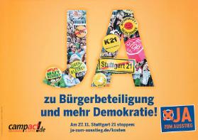 Ja zu Bürgerbeteiligung und mehr Demokratie! Ja zum Ausstieg - Am 27.11. Stuttgart 21 stoppen - Campact!de - Demokratie in Aktion