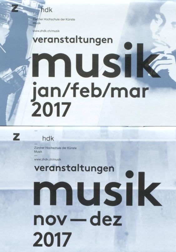 Veranstaltungen Musik, Januar-März 2017; November-Dezember 2017