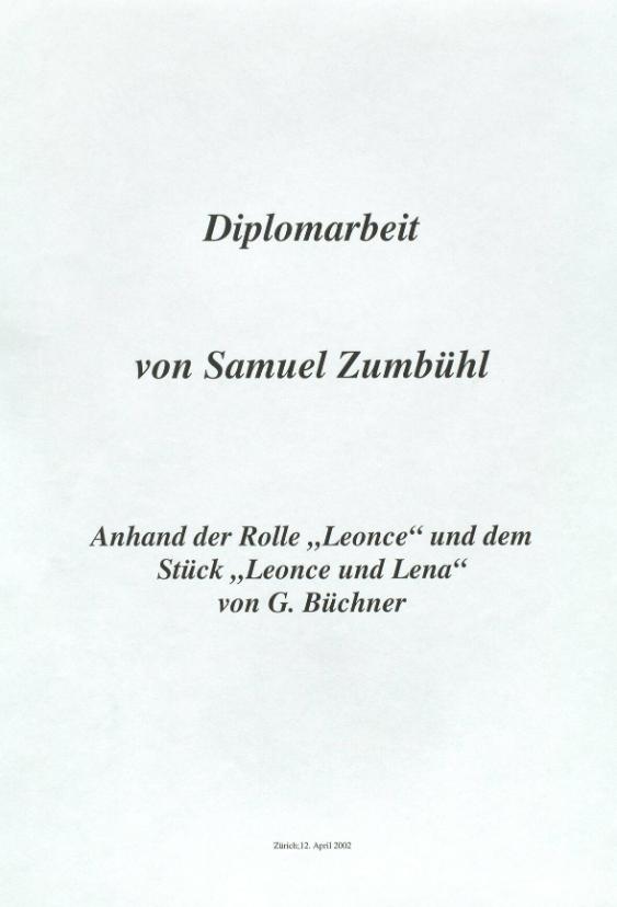Anhand der Rolle "Leonce" und dem Stück "Leonce und Lena" von G. Büchner