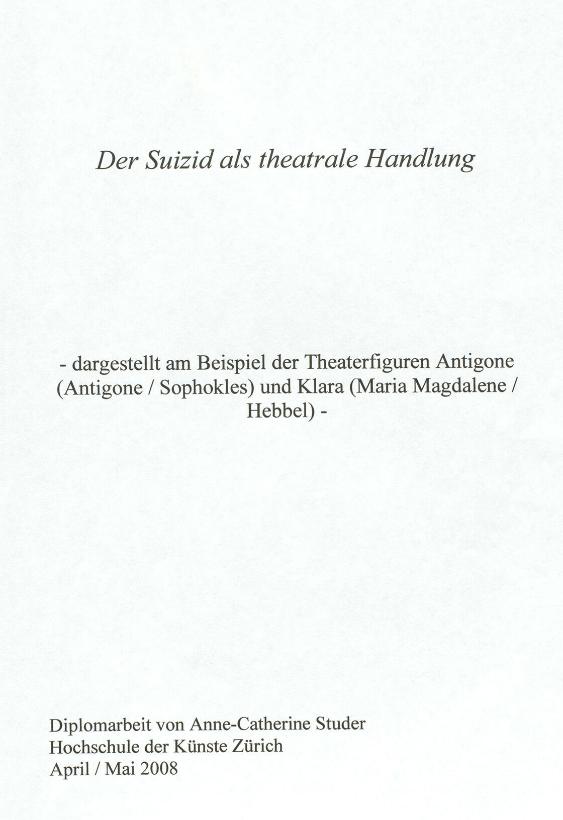 Der Suizid als theatrale Handlung