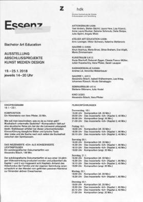 Essenz, Ausstellung Abschlussprojekte Kunst Medien Design