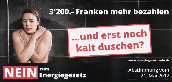 Nein zum Energiegesetz - 3'200.- Franken mehr bezahlen ... und erst noch kalt duschen?