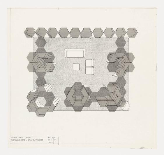 Standsystem für J. Lüber - Plan für das Ausstellungssystem auf der Frankfurter Messe, Dezember 1970