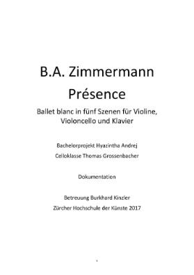 B.A. Zimmermann - Présence