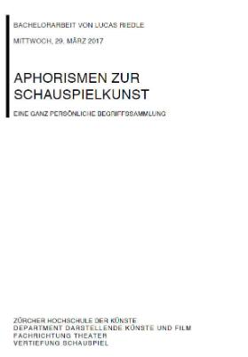 Aphorismen zur Schauspielkunst