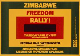 Zimbabwe freedom rally! - Zimbabwe singers plus liberation movement speakers - Central Hall Westminster