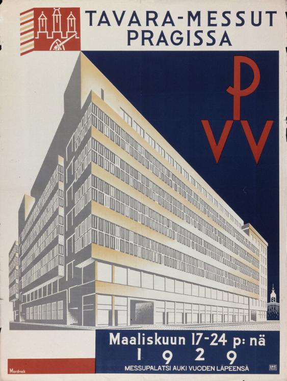 Tavara-Messut Pragissa - Maaliskuum 17 - 24 p: nä 1929 - Messupalatsi auki vuoden läpeensä