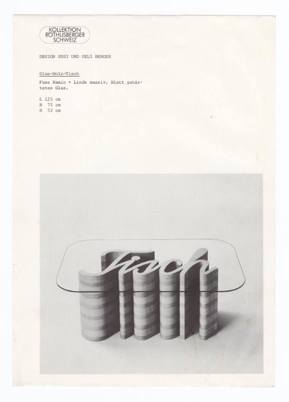 Kollektion Röthlisberger Schweiz - Glas-Holz-Tisch