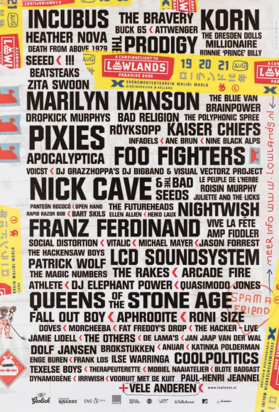 Lowlands - A Campingflight to Paradise 2005 - Evenemententerrein Walibi World - Biddinghuizen - Incubus - The Bravery - Korn - [...] - Velen Anderen