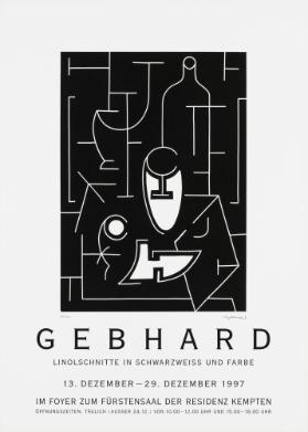 Gebhard - Linolschnitte in Schwarzweiss und Farbe - Im Foyer zum Fürstensaal der Residenz Kempten