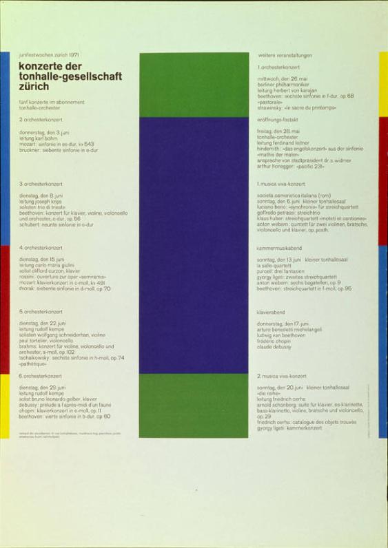 Junifestwochen Zürich 1971 - Konzerte der Tonhalle-Gesellschaft Zürich