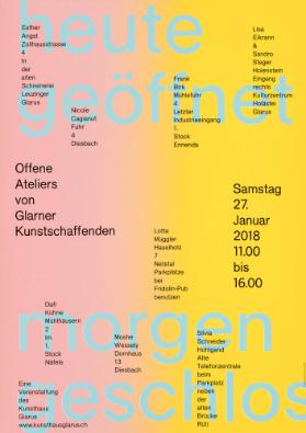 Heute geöffnet - morgen geschlossen - Offene Ateliers von Glarner Kunstschaffenden