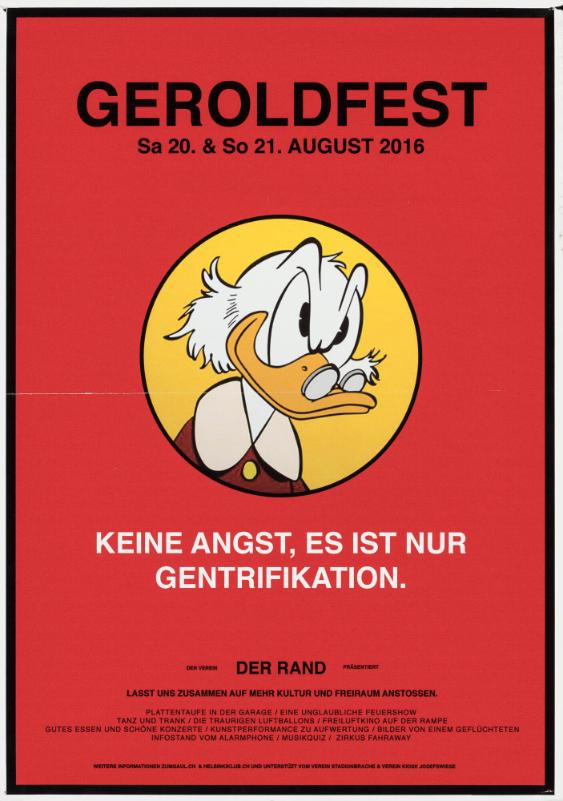 Geroldfest - Keine Angst, es ist nur Gentrifikation. Der Verein der Rand präsentiert - Lasst uns zusammen auf mehr Kultur und Freiraum anstoossen.