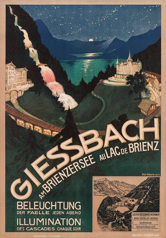 Giessbach - Am Brienzersee - Au Lac de Brienz - Beleuchtung der Fälle jeden Abend