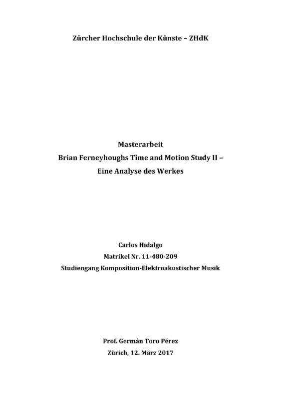 Brian Ferneyhoughs Time and Motion Study II