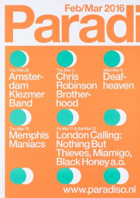 Paradi[so] -  Amsterdam Klezmer Band - Chris Robinson Brotherhood - Deafheaven - Memphis Maniacs - London Calling: Nothing but Thieves, Miamigo, Black Honey a.o. - www.paradiso.nl
