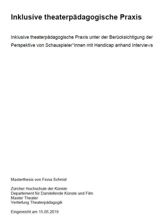 Inklusive theaterpädagogische Praxis