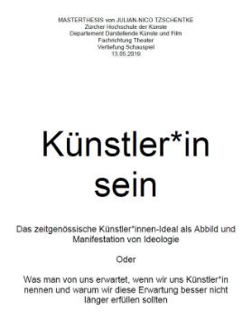 Künstler*in sein