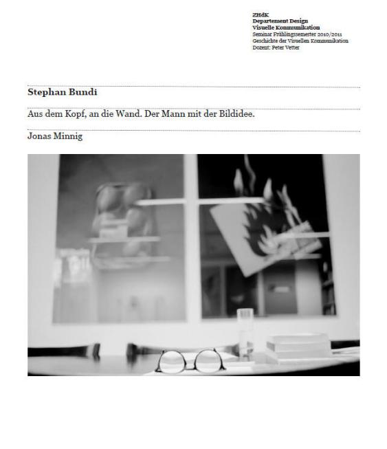 Stephan Bundi. Aus dem Kopf, an die Wand. Der Mann mit der Bildidee