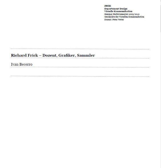 Richard Frick - Dozent, Grafiker, Sammler