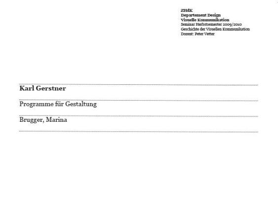 Karl Gerstner. Programme für Gestaltung