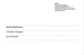 Armin Hofmann. A Graphic Designer