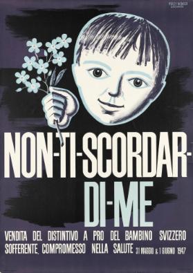Non-ti-scordar-di-me - Vendita del distintivo a pro del bambino svizzero sofferente, compromesso nella salute