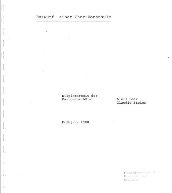 Entwurf einer Chor-Vorschule