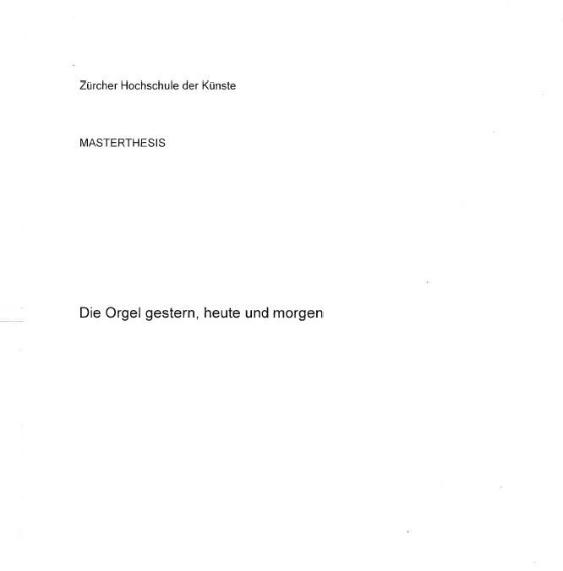 Die Orgel gestern, heute und morgen
