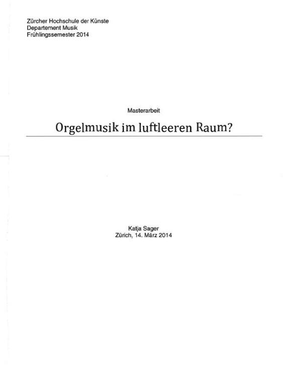 Orgelmusik im luftleeren Raum?