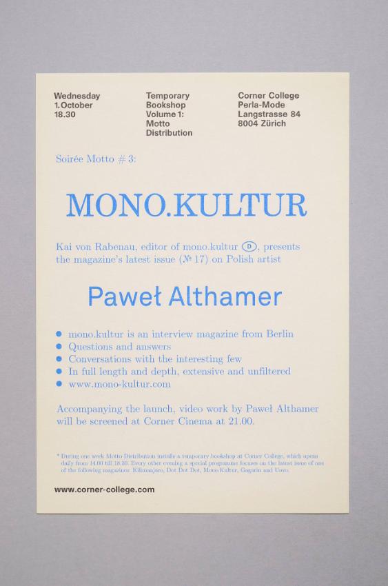 Soirée Motto #3: Mono.Kultur