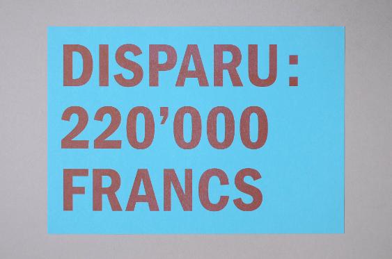 Disparu: 220'000 Francs